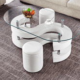 Trueliving YAS White Coffee Table Living Room H 14 x W 33 x D 33